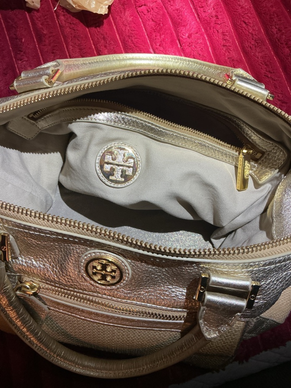✨TORY BURCH✨ Gold and Tan Designer Satchel - Picture 12 of 13